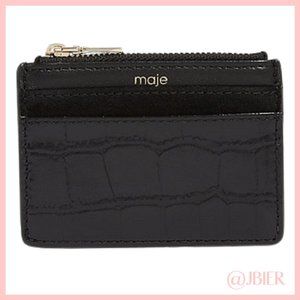 Maje Embossed Crocodile Leather Card Holder